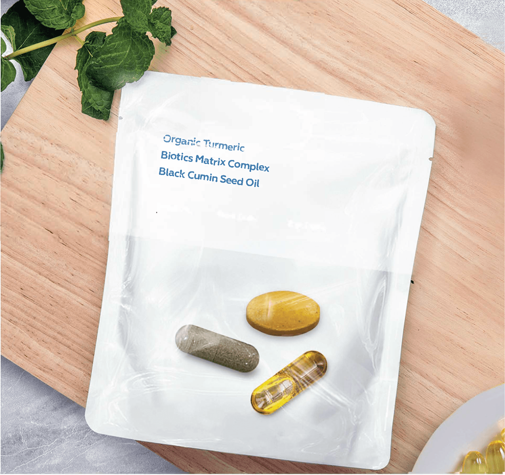 organic turmeric, prebiotics, Black cumin seed oil 