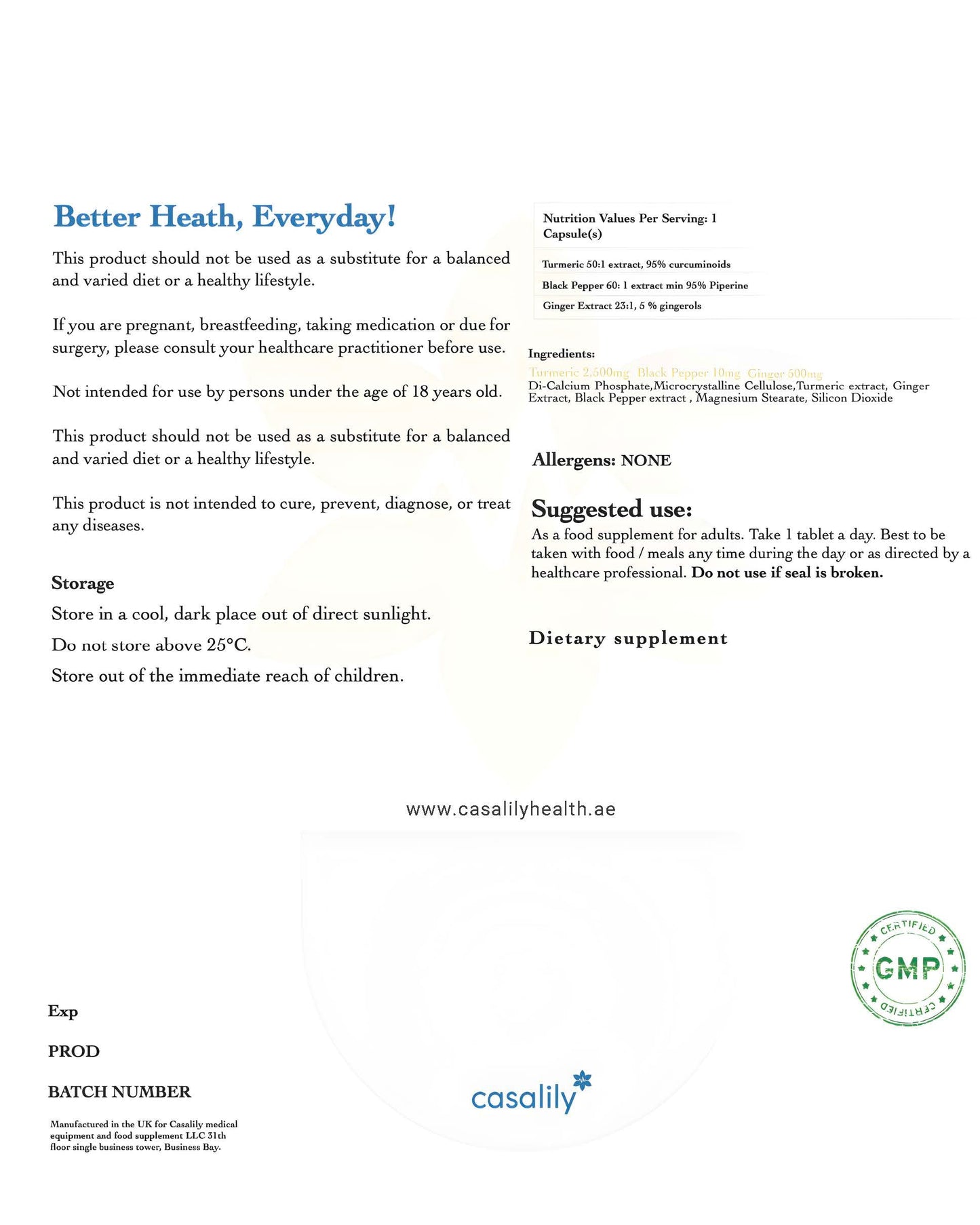 2,500 mg Turmeric & 500 mg Ginger